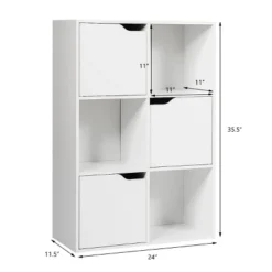 Costway 6 Cube Bookcase Cabinet Wood Bookcase Storage Shelves Room Divider Organization