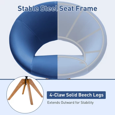 Costway Mid Century Modern Swivel Accent Chair Fabric Armchair Velvet Living Room PinkBlueGreenGrey - Image 8