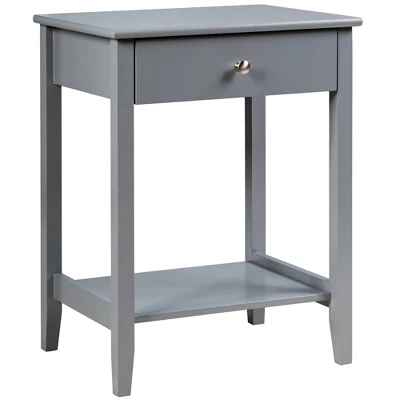 Costway Nightstand End Table Storage Display Bedroom Furniture Drawer Shelf Beside WhiteBrownGrey - Image 10