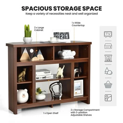 Costway Corner TV Stand Entertainment Console Center W/Adjustable Shelves - Image 6