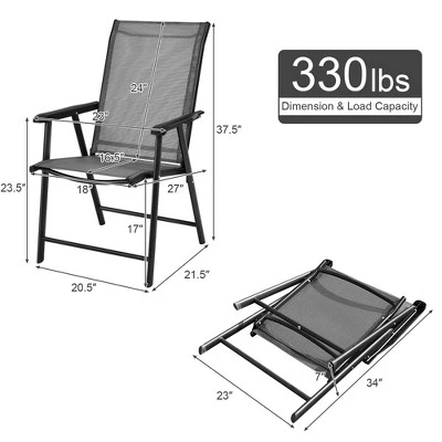 Costway Set Of 4 Outdoor Patio Folding Chairs Camping Deck Garden Pool Beach W/Armrest - Image 8