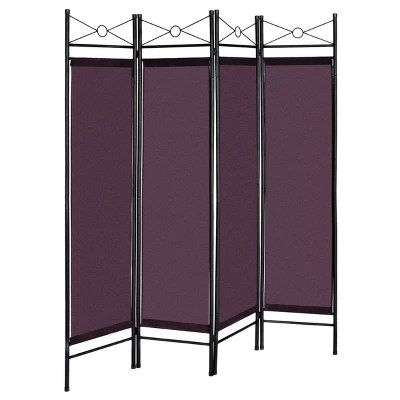 Costway 4 Panel Room Divider Privacy Screen Home Office Fabric Metal Frame - Image 3