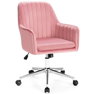 Costway Velvet Accent Office Armchair Adjustable Swivel Removable Cushion PinkBlueGrey - Image 12