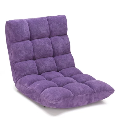 Costway Adjustable 14-Position Floor Chair Folding Gaming Sofa Chair Cushioned Purple - Image 9