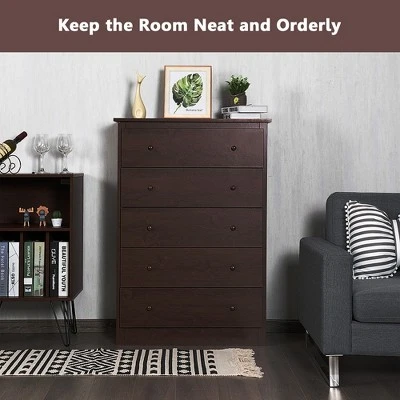 Costway 5 Drawer Dresser Functional Storage Organizer Closet - Image 4