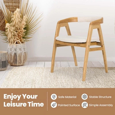 Costway Leisure Bamboo Chair Dining Chair W/ Curved Back & Anti-slip Foot Pads - Image 4