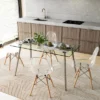 Costway 5 PCS Dining Table Set 51'' Modern Rectangular Glass Table & 4 Chairs Kitchen