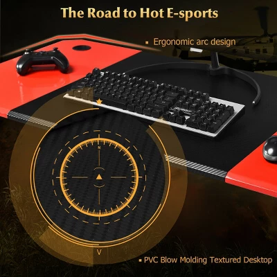 Costway 47 Inch Gaming Desk Z Shape Computer Desk W/ Storage For Cup Headphone Speaker - Image 8