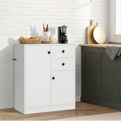 Costway Kitchen Storage Cabinet 2 Drawer Sideboard Floor Cupboard With Adjustable Shelves - Image 3