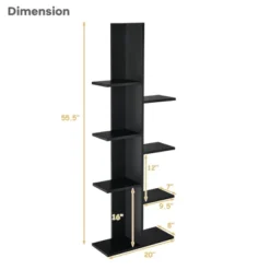 Costway Open Concept Bookcase Plant Display Shelf Rack Holder Wood WalnutBrown