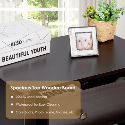 Costway 3 Drawer Dresser Chest Of Drawers Bedside Table For Living Room Bedroom - Image 8