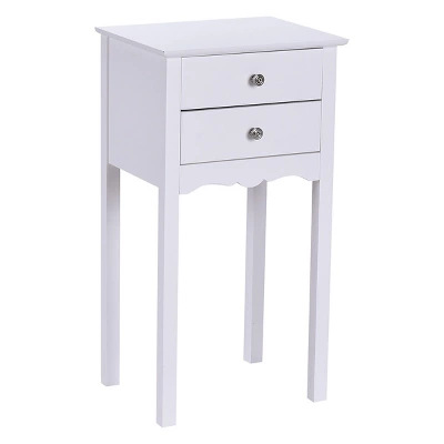 Costway Side Table End Accent Table Night Stand W/ 2 Drawers Furniture White - Image 6