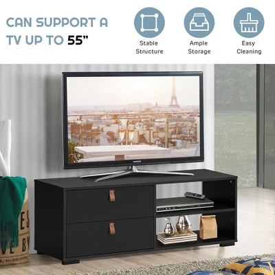 Costway TV Stand Entertainment Media Center Console For TV's Up To 55'' Walnut/Black - Image 7