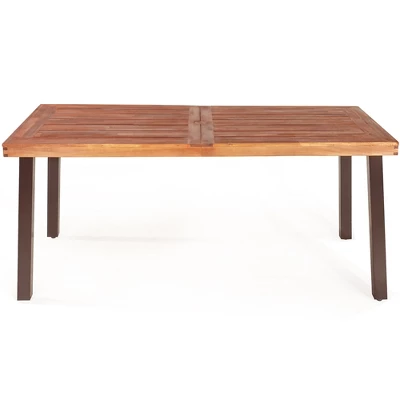 Costway Rectangular Acacia Wood Dining Table Rustic Furniture Indoor &Outdoor - Image 7