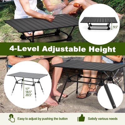 Costway Heavy-Duty Aluminum Camping Table, Folding Outdoor Picnic Table With Carrying Bag - Image 6