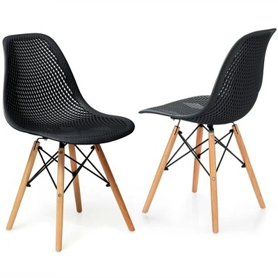 Costway 2PCS Modern DSW Dining Chair Office Home W/ Mesh Design Wooden Legs - Image 10