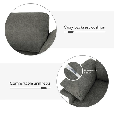 Costway Modern Linen Fabric Accent Armchair Upholstered Single Sofa W/ Metal Legs Grey - Image 7