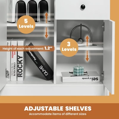 Costway Kitchen Storage Cabinet 2 Drawer Sideboard Floor Cupboard With Adjustable Shelves - Image 5