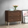 Costway 4-Drawer Dresser Chest Cabinet Storage Organizer Rubber Leg W/Rail Walnut Finish