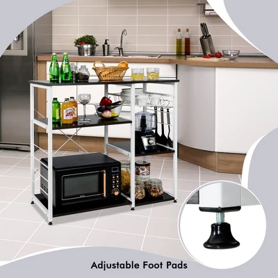 Costway Industrial Kitchen Baker's Rack Microwave Stand Utility Home Shelf W/ 6 Hooks - Image 6