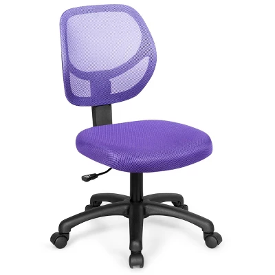 Costway Mesh Office Chair Low-Back Armless Computer Desk Chair Adjustable Height BluePinkPurple - Image 11
