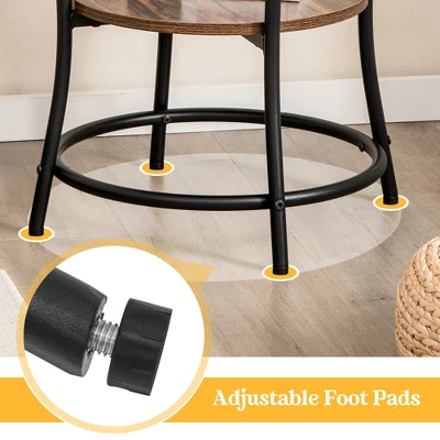 Costway 2 PCS 2-Tier Sofa Side End Table Round Nightstand With Sturdy Metal Frame Brown/Oak - Image 7