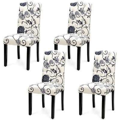 Costway Set Of 4 Tufted Dining Chair Upholstered W/ Nailhead Trim & Rubber Wooden Legs - Image 12