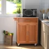Costway Wood Kitchen Trolley Cart Stainless Steel Top Rolling Storage Cabinet Island