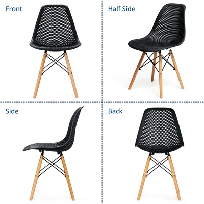 Costway 2PCS Modern DSW Dining Chair Office Home W/ Mesh Design Wooden Legs - Image 8