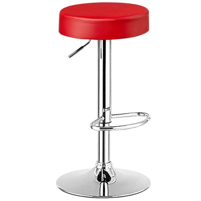 Costway Set Of 2 Round Bar Stool Adjustable Swivel Pub Chair W/ Footrest WhiteRedBlack - Image 9