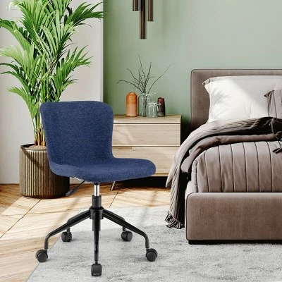 Costway Mid Back Armless Office Chair Adjustable Swivel Linen Task Chair - Image 4