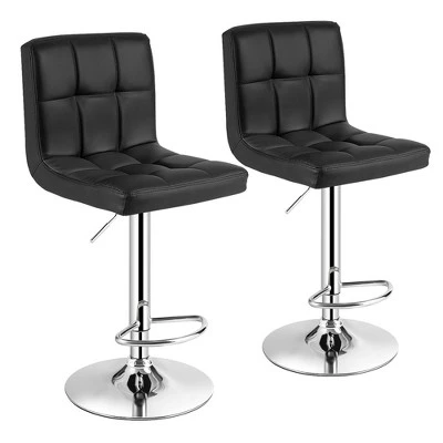 Costway Set Of 2 Adjustable Bar Stools PU Leather Swivel Kitchen Counter Pub Chair - Image 13