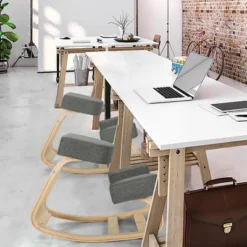 Costway Ergonomic Kneeling Chair Rocking Stool Upright Posture Office Furniture Grey