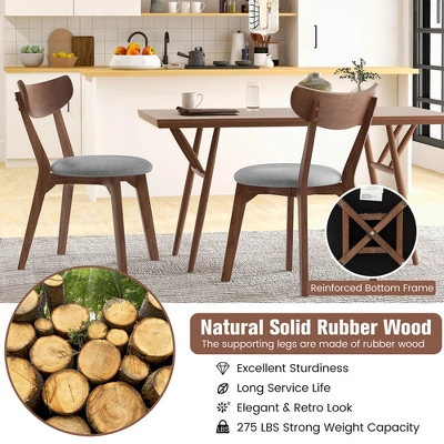 Set Of 2 Dining Chair Upholstered Curved Back Side Chair With Solid Wooden Legs - Image 6