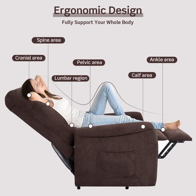 Costway Power Lift Recliner Chair For Elderly Living Room Chair W/ Remote Control GreyBrown - Image 5