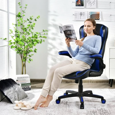 Costway Racing Style Office Chair Ergonomic Adjustable Computer Chair W/Flip-up Arm - Image 4