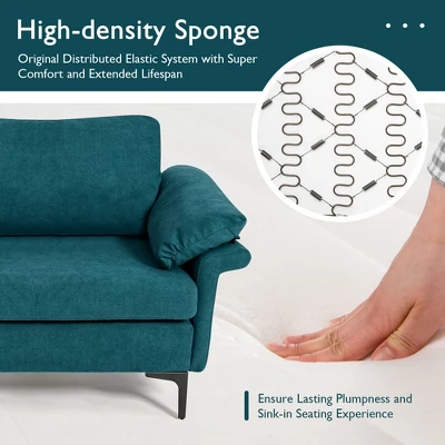 Costway Modern Loveseat Fabric 2-Seat Sofa Couch For Small Space W/ Metal Legs BlueRust Red - Image 6