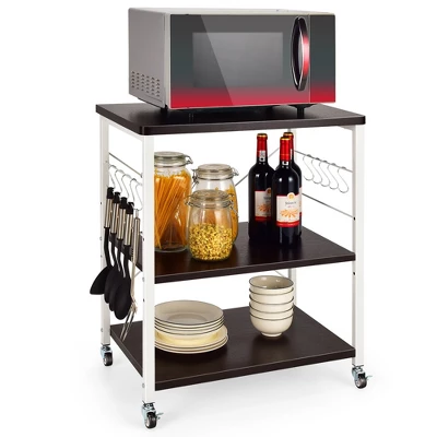 Costway 3-Tier Kitchen Baker's Rack Microwave Oven Storage Cart W/ Hook - Image 8