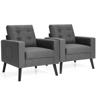 Costway Set Of 2 Accent Armchairs Upholstered Single Sofa Chairs W/ 2-Side Pockets - Image 11
