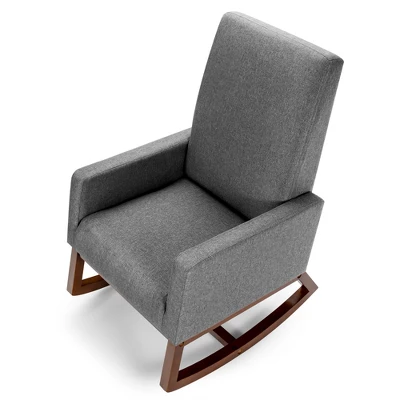 Costway Mid Century Retro Fabric Rocking Chair Upholstered Nursery Armchair Gray - Image 8