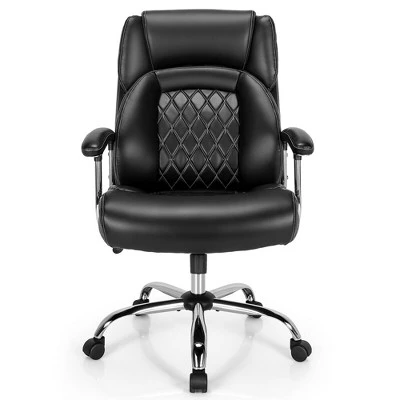 Costway 500LBS Adjustable Office Chair Adjustable Leather Task Chair Black - Image 9