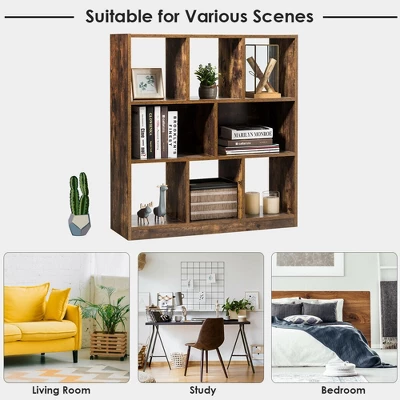 Costway Bookcase Industrial Freestanding Bookshelf Storage Organizer W/ Open Compartments - Image 6