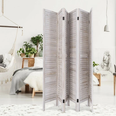 Costway 67'' High 6 Panel Room Divider Furniture Classic Venetian Wooden Slat Home - Image 3