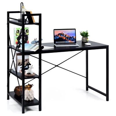 Costway 47.5'' Compact Computer Desk With 4-Tier Storage Bookshelves For Home Office - Image 12
