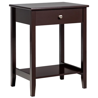 Costway Nightstand End Table Storage Display Bedroom Furniture Drawer Shelf Beside WhiteBrownGrey - Image 9
