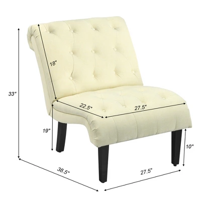 Costway Armless Accent Chair Upholstered Tufted Lounge Chair Wood Leg
