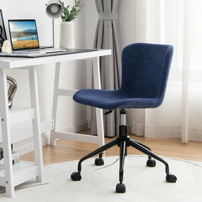 Costway Mid Back Armless Office Chair Adjustable Swivel Linen Task Chair - Image 2