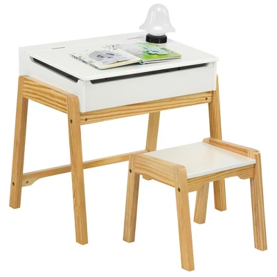 Costway Kids Table & Chair Set Wooden Activity Art Study Desk W/Storage Space - Image 11