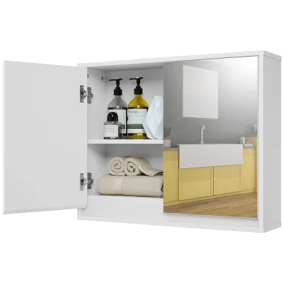 Costway Wall Mounted Bathroom Storage Cabinet Medicine Cabinet Organizer Shelf W/Double Mirror Door White - Image 9