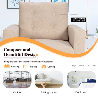 Modern Accent Armchair Upholstered Single Sofa Chair W/ 2-Side Pockets NavyBeigeGrey - Image 3